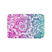 Tapis De Bain Damas Florales Rose Et Turquoise (Devant)