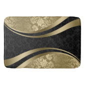 Tapis De Bain Damas géométriques dynamiques noir et or (Devant)