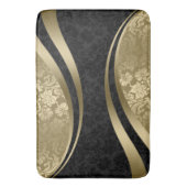 Tapis De Bain Damas géométriques dynamiques noir et or (devant Vertical)