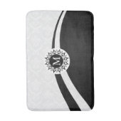 Tapis De Bain Damas noir et blanc & lignes dynamiques (Devant (Vertical))