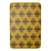 Tapis De Bain Damas noir sur motif jaune moutarde (devant Vertical)