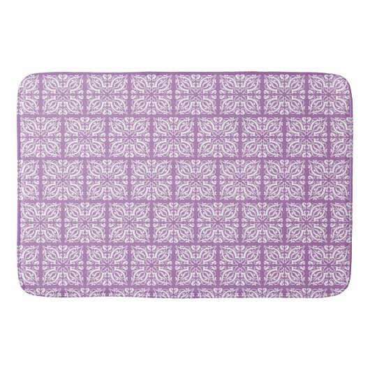 Tapis De Bain Damask blanc sur lilac (Devant)