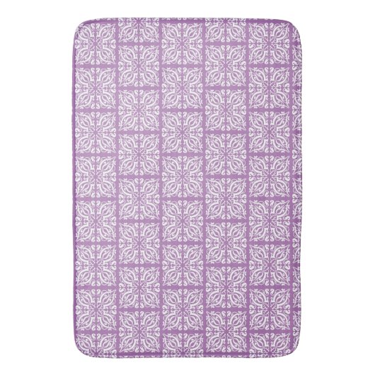 Tapis De Bain Damask blanc sur lilac (devant Vertical)