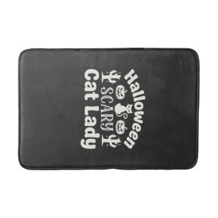 Tapis De Bain Dame de chat effrayante Halloween_1