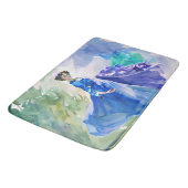 Tapis De Bain Dame en Robe Bleue - Peinture aquarelle (Angle)