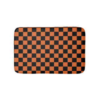 Tapis De Bain Damier Halloween noir et orange