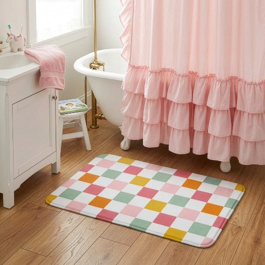 Tapis De Bain Damier multicolore bohème