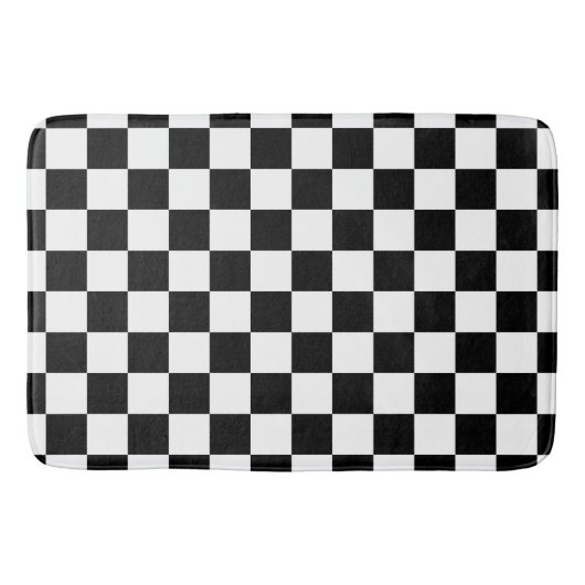 Tapis De Bain Damier noir et blanc élégant (Devant)