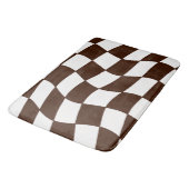Tapis De Bain Damier onduleux de brun et blanc (Angle)