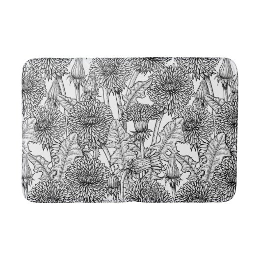 Tapis De Bain Dandelions, noir et blanc (Devant)