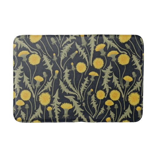 Tapis De Bain Dandelions, vert, jaune et noir (Devant)