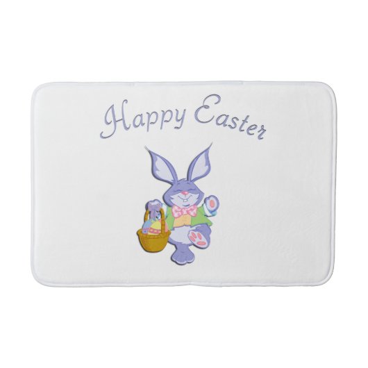 Tapis De Bain Danser violet Bunny de Pâques blanc (Devant)