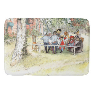 Tapis de bain d'arbre de petit déjeuner de famill
