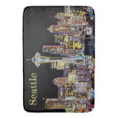 Tapis De Bain Dark be the Night - Luminous Seattle Skyline (devant Vertical)