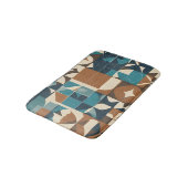 Tapis De Bain Dark Blue, Teal, Brown, and Tan Geometric Pattern (Angle)