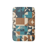 Tapis De Bain Dark Blue, Teal, Brown, and Tan Geometric Pattern (Devant (Vertical))