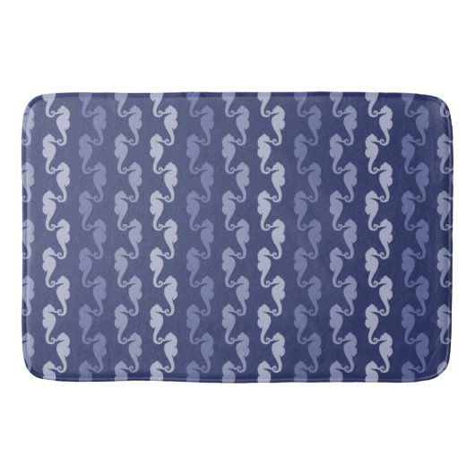 Tapis De Bain Dark Indigo Seahorse Stripes Bain Mat (Devant)