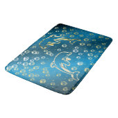 Tapis De Bain dauphins dorés avec gouttes d'eau dorées (Angle)