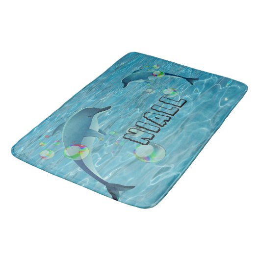 Tapis De Bain Dauphins et bulles amusants (Angle)
