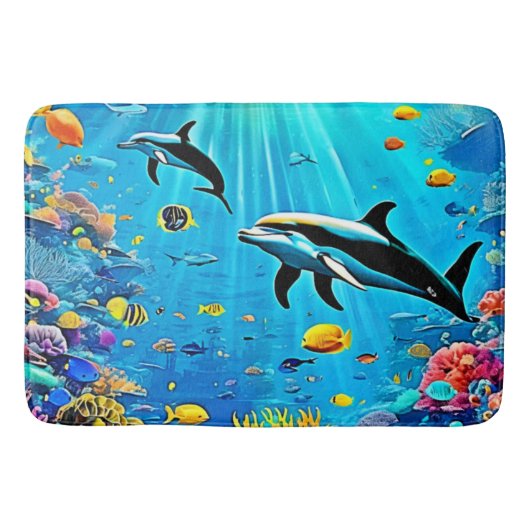 Tapis De Bain Dauphins et récif : Joie sous-marine (Devant)