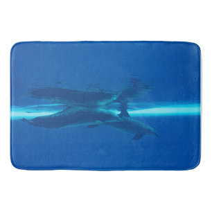 Tapis De Bain Dauphins et réflexion, océan bleu