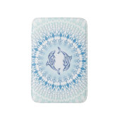 Tapis De Bain Dauphins Mandala Bleu Blanc Maritime (Devant (Vertical))