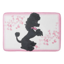 Tapis de bain de caniche et de coeur