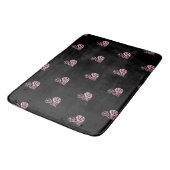 Tapis de bain de coeur rose et noir en fibre (Angle)