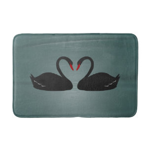 Tapis de bain de cygnes noirs