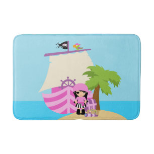 Tapis de bain de fille de bateau de pirate