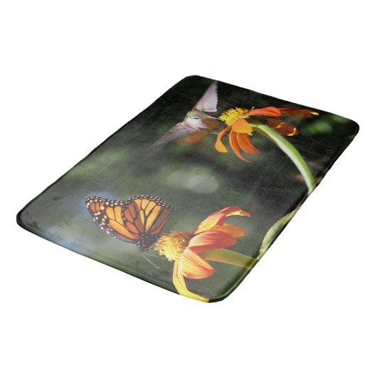 Tapis de bain de fleur de papillon de monarque (Angle)