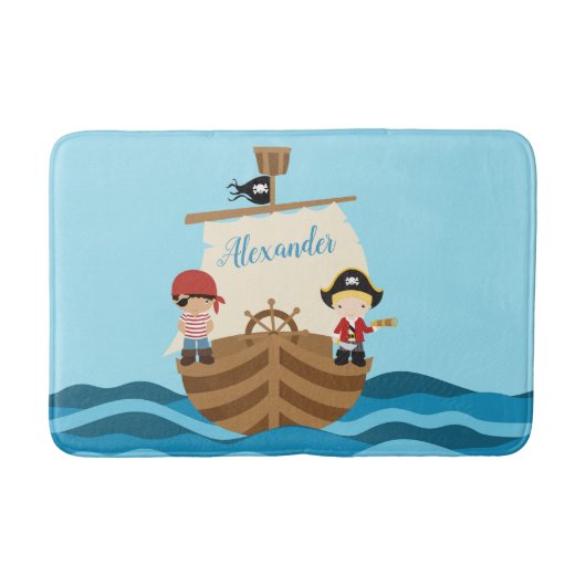 Tapis de bain de garçon de bateau de pirate (Devant)