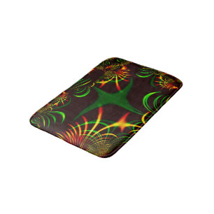 Tapis De Bain De l'herbe verte et des courbes jaunes couleur de