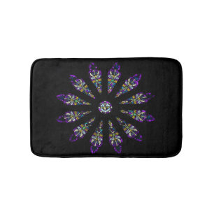 Tapis de bain de mandala en verre souillé