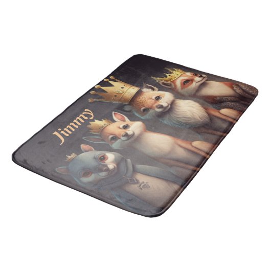 Tapis De Bain De mignons animaux sauvages en couronne (Angle)