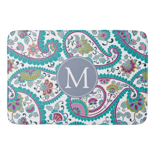 Tapis de bain de monogramme de motif de Boteh (Devant)