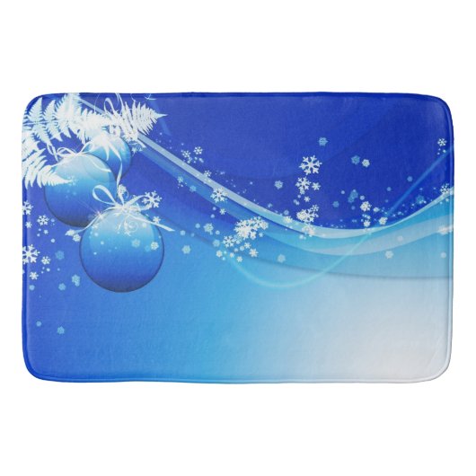 Tapis de bain de Noël/ornements bleus (Devant)