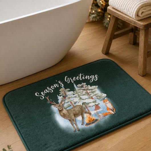 Tapis de bain de Noël pour Animaux de la Forêt