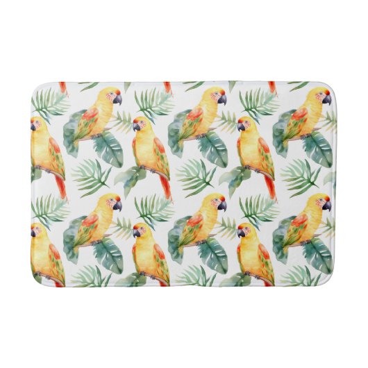 Tapis de bain de perroquet tropical coloré (Devant)