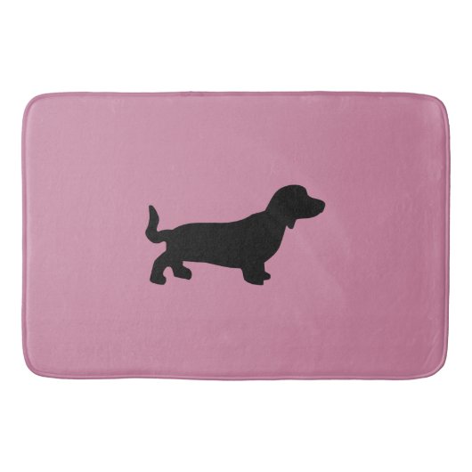 Tapis de bain de rose de silhouette de teckel (Devant)