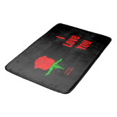 Tapis de bain de rose rouge je t'aime (Angle)