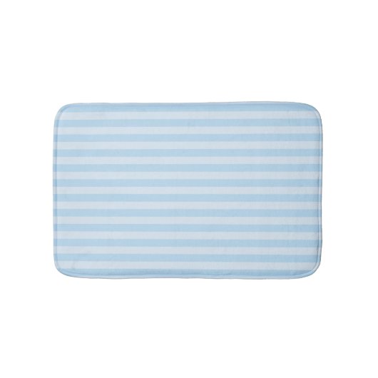 Tapis de bain de style plage bleu rayé sur fond bl (Devant)