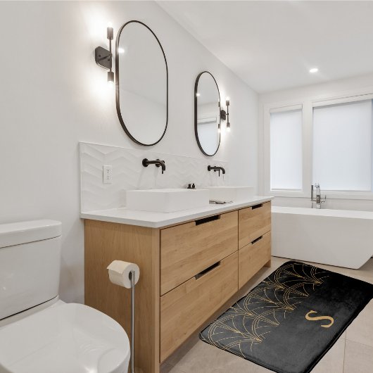 Tapis De Bain Déco Or Et Noir