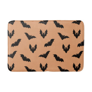 Tapis De Bain Décor de Halloween vintage chauves-souris noir ora