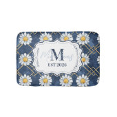 Tapis De Bain Décor de monogramme à carreaux Navy Daisy (Devant)