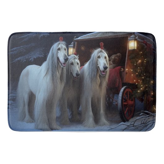 Tapis De Bain Décor de Noël afghan Hound Snowy (Devant)