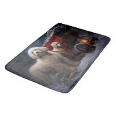 Tapis De Bain Décor de Noël de caniche Snowy (Angle)