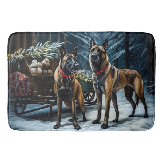 Tapis De Bain Décor de Noël Malinoi Snowy Sleigh (Devant)