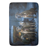 Tapis De Bain Décor de Noël Rhodesian Ridgeback Snowy Sleigh (devant Vertical)