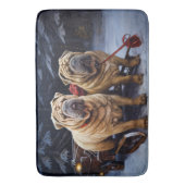 Tapis De Bain Décor de Noël Shar Pei Snowy Sleigh (devant Vertical)
